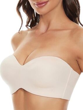 Women’s Beige Non-Slip Multi-Way Bandeau Strapless Bra Size 36B